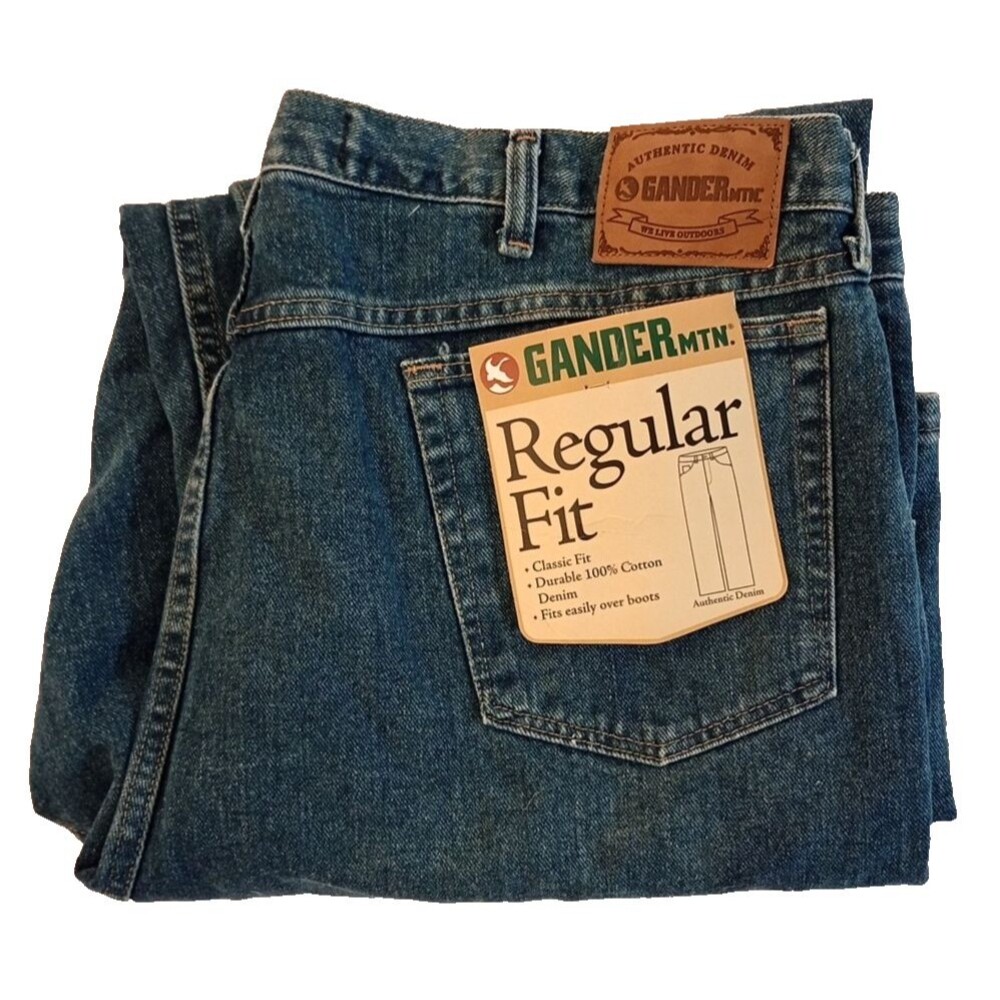 Gander Mountain Regular Classic Fit Authentic 100% Cotton Blue Jeans 42x32 NWT